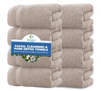 Towelogy® 8 x Cotton Face Cloths - Blackhead Remover, Makeup Cleanser & Spa Steam Towel - Quick-Dry Washcloths for Pore Detox (Coffee, One Size)