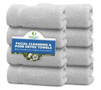 Towelogy® 8 x Cotton Face Cloths - Blackhead Remover, Makeup Cleanser & Spa Steam Towel - Quick-Dry Washcloths for Pore Detox (Silver, One Size)