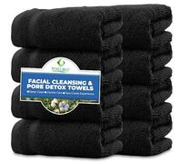 Towelogy® 8 x Cotton Face Cloths - Blackhead Remover, Makeup Cleanser & Spa Steam Towel - Quick-Dry Washcloths for Pore Detox (Noir, One Size)