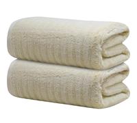 Towelogy Bamboo Bath Towels 70x120cm Quick-Drying Ideal for Adults, Gym & Travel OEKO-TEX Certified Also Perfect as Kids Bath Sheet (2, Beige)