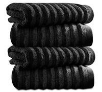 Towelogy Bamboo Face Cloth Makeup Remover Facial Cleansing Cloths Super Soft Fingertip Towels for Delicate Sensitive Skin | 30x30 cm - Pack of 4 (Black, 4)