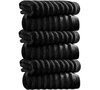 Towelogy Bamboo Face Cloth Makeup Remover Facial Cleansing Cloths Super Soft Fingertip Towels for Delicate Sensitive Skin | 30x30 cm - Pack of 6 (Black, 6)
