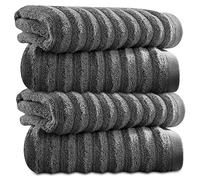 Towelogy Bamboo Face Cloth Makeup Remover Facial Cleansing Cloths Super Soft Fingertip Towels for Delicate Sensitive Skin | 30x30 cm - Pack of 4 (Charcoal, 4)