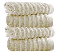 Towelogy Bamboo Face Cloth Makeup Remover Facial Cleansing Cloths Super Soft Fingertip Towels for Delicate Sensitive Skin | 30x30 cm - Pack of 4 (Ivory, 4)
