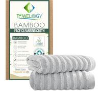 Towelogy® Bamboo Face Cloths 2 Pack Super Soft Ribbed Flannel for Washing Face Premium Bamboo & Cotton Blend Perfect for Babies & Adults Bamboo Washcloths Set 30x30cm (Silver)