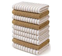 Towelogy® Beige Tea Towels for Kitchen | Pack of 9 Large 60x40cm Wonderdry Cotton Terry Dish Drying Towels | Everyday Value Multi-Pack