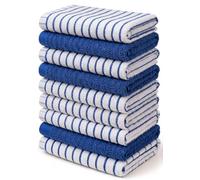 Towelogy® Blue Tea Towels for Kitchen | Pack of 9 Large 60x40cm Wonderdry Cotton Terry Dish Drying Towels | Everyday Value Multi-Pack
