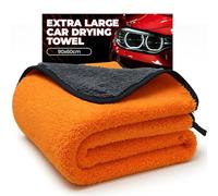 Towelogy® Car Drying Towel Extra Large - Double Sided 90x60cm Microfibre Drying Cloth - Super Absorbent One Pass Car Towel (Orange/Grey)