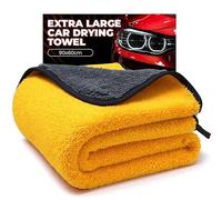 Towelogy® Car Drying Towel Extra Large - Double Sided 90x60cm Microfibre Drying Cloth - Super Absorbent One Pass Car Towel (Yellow/Grey)