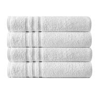 Towelogy® CH02 100% Egyptian Cotton Extra Large Bath Sheet 500 GSM Quick Dry Luxury Hotel & Spa Quality Jumbo Towels Snow White Size 100cm x 150cm (White Ashton 500GSM, 4)