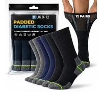 Towelogy Diabetic Work Socks for Men Heavy Duty Thick Mens Boot Socks Loose Fitting Soft Top Cushioned Work Socks UK SIze 9-12 (12, Black)