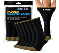 Towelogy Diabetic Work Socks for Men Heavy Duty Thick Mens Boot Socks Loose Fitting Soft Top Cushioned Work Socks UK SIze 6-11 (6, Black/Yellow)