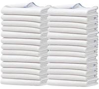 Towelogy Dish Towels 100 Pack - 38 x45cm Extra Large Cotton Dishcloths Commercial Grade Kitchen Cloths (White/Blue Bordered)