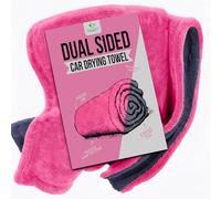 Towelogy® Double Sided Car Drying Towel XL Microfibre Twisted Loop Extra Large Thick 1200GSM Fast & Streak Free Detailing Drying Towel For Cars (Pink)