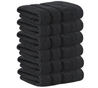 Towelogy® Fast Drying Flannel Face Cloth 100% Cotton Super Soft Premium Washcloths Facial Towels | OEKO-TEX Certified 33x33 cm (Noir, 6)