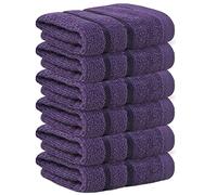 Towelogy® Fast Drying Flannel Face Cloth 100% Cotton Super Soft Premium Washcloths Facial Towels | OEKO-TEX Certified 33x33 cm (Eggplant, 6)
