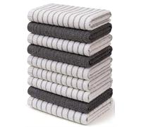 Towelogy® Grey Tea Towels for Kitchen | Pack of 9 Large 60x40cm Wonderdry Cotton Terry Dish Drying Towels | Everyday Value Multi-Pack