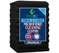 Towelogy® Heavy Duty Microfibre Cleaning Cloths for Home All Purpose - Larger, Thicker, More Absorbent Cleaning Cloth - 100% Lint Free Micro Fibre Cloths for Kitchen, Bathroom and Car (Jet Black)