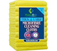 Towelogy® Heavy Duty Microfibre Cleaning Cloths for Home All Purpose - Larger, Thicker, More Absorbent Cleaning Cloth - 100% Lint Free Micro Fibre Cloths for Kitchen, Bathroom and Car (Lemon Yellow)