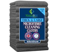 Towelogy® Heavy Duty Microfibre Cleaning Cloths for Home All Purpose - Larger, Thicker, More Absorbent Cleaning Cloth - 100% Lint Free Micro Fibre Cloths for Kitchen, Bathroom and Car (Charcoal Grey)