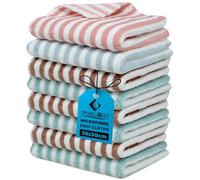 Towelogy Kitchen Dish Cloths 4 Pack, Super Soft Coral Velvet, Fast Drying & Absorbent Microfibre Dish Towels for Cleaning, Non-Stick Oil & Lint-Free (30x30cm) (8, Multi Striped)