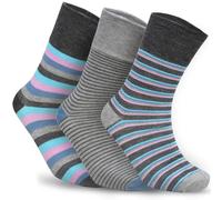Towelogy Ladies Patterned Bamboo Crew Socks, Soft Top, Size 4-7, Breathable with Smooth Toe Seams (UK, Numeric, 4, 7, Regular, Regular, Grey Set)