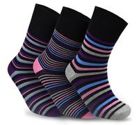 Towelogy Ladies Patterned Bamboo Crew Socks, Soft Top, Size 4-7, Breathable with Smooth Toe Seams (UK, Numeric, 4, 7, Regular, Regular, Black Set)