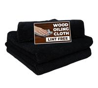 Towelogy Lint Free Cloths for Oiling Wood - 40x40cm Microfibre Cleaning Cloths Reusable, Soft and Scratch-Free, Wood Surfaces Oiling Polishing & Waxing (3, Noir Black)
