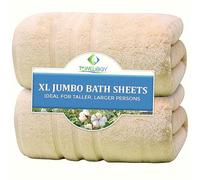 Towelogy® Luxurious 100% Cotton Bath Sheets Extra Large | Super Soft, Thick, and Rapid Drying Jumbo Bath Towels | Suitable for Larger, Taller Persons | Hotel Quality Bath Sheets Set of 2 (Natural)