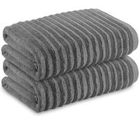 Towelogy® Luxurious Hand Towels For Bathroom - Super Soft Bamboo & Cotton Blend, Pack Of 2 Ultra Absorbent Hotel Quality Ribbed Bathroom Hand Towels Set 50x80cm (Grey)