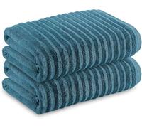 Towelogy® Luxurious Hand Towels For Bathroom - Super Soft Bamboo & Cotton Blend, Pack Of 2 Ultra Absorbent Hotel Quality Ribbed Bathroom Hand Towels Set 50x80cm (Ocean Blue)