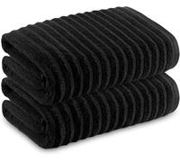 Towelogy® Luxurious Hand Towels For Bathroom - Super Soft Bamboo & Cotton Blend, Pack Of 2 Ultra Absorbent Hotel Quality Ribbed Bathroom Hand Towels Set 50x80cm (Black)