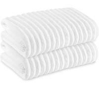 Towelogy® Luxurious Hand Towels For Bathroom - Super Soft Bamboo & Cotton Blend, Pack Of 2 Ultra Absorbent Hotel Quality Ribbed Bathroom Hand Towels Set 50x80cm (White)