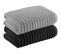 Towelogy® Luxurious Ribbed Bath Sheets Set of 2 | 60% Bamboo & 40% Cotton Blend | Ultra Soft & Absorbent | Large 140 x 90cm | Premium Multi Coloured Bath Towel Set (Luxury Combo)