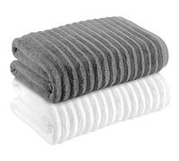 Towelogy® Luxurious Ribbed Bath Sheets Set of 2 | 60% Bamboo & 40% Cotton Blend | Ultra Soft & Absorbent | Large 140 x 90cm | Premium Multi Coloured Bath Towel Set (Classic Combo)