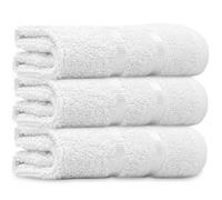 Towelogy® Luxury 100% Cotton Face Cloth Flannel Fingertip Towels Set 500 GSM Supersoft and Highly Absorbent Washcloths 30x30 cm (Pack 3, White)