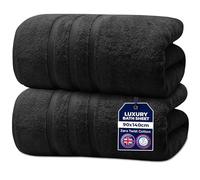 Towelogy® Luxury Bath Sheets - Extra Large 140x90cm Bath Towels for Adults | Quick-Dry, Hotel-Quality Comfort (2, Noir)