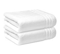 Towelogy® Luxury Egyptian Cotton Bath Sheets 100x150cm for Hospitality Industry Use in Hotels & Spas Quick Dry and Absorbent Fade & Tear Resistant Bath Towels (Eggshell White, 2)