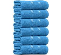 Towelogy® Luxury Egyptian Cotton Face Cloth Flannel Fingertip Towels Set 500 GSM Supersoft and Highly Absorbent Washcloths 30x30 cm (Pack 6, Teal Blue)