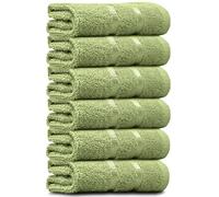 Towelogy® Luxury Egyptian Cotton Face Cloth Flannel Fingertip Towels Set 500 GSM Supersoft and Highly Absorbent Washcloths 30x30 cm (Pack 12, Green)