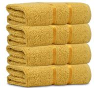 Towelogy® Luxury Egyptian Cotton Face Cloth Flannel Fingertip Towels Set 500 GSM Supersoft and Highly Absorbent Washcloths 30x30 cm (Pack 4, Mustard Yellow)