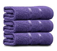 Towelogy® Luxury Egyptian Cotton Face Cloth Flannel Fingertip Towels Set 500 GSM Supersoft and Highly Absorbent Washcloths 30x30 cm (Pack 3, Plum Purple)