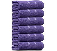 Towelogy® Luxury Egyptian Cotton Face Cloth Flannel Fingertip Towels Set 500 GSM Supersoft and Highly Absorbent Washcloths 30x30 cm (Pack 6, Plum Purple)