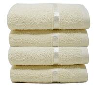 Towelogy® Luxury Egyptian Cotton Face Cloth Flannel Fingertip Towels Set 500 GSM Supersoft and Highly Absorbent Washcloths 30x30 cm (Pack 4, Ivory)