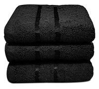 Towelogy® Luxury Egyptian Cotton Face Cloth Flannel Fingertip Towels Set 500 GSM Supersoft and Highly Absorbent Washcloths 30x30 cm (Pack 3, Black)