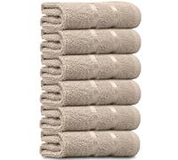 Towelogy® Luxury Egyptian Cotton Face Cloth Flannel Fingertip Towels Set 500 GSM Supersoft and Highly Absorbent Washcloths 30x30 cm (Pack 6, Natural Beige)