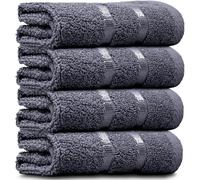 Towelogy® Luxury Egyptian Cotton Face Cloth Flannel Fingertip Towels Set 500 GSM Supersoft and Highly Absorbent Washcloths 30x30 cm (Pack 4, Charcoal Grey)