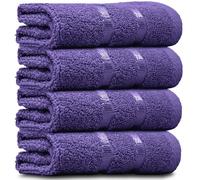 Towelogy® Luxury Egyptian Cotton Face Cloth Flannel Fingertip Towels Set 500 GSM Supersoft and Highly Absorbent Washcloths 30x30 cm (Pack 4, Plum Purple)