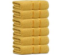 Towelogy® Luxury Egyptian Cotton Face Cloth Flannel Fingertip Towels Set 500 GSM Supersoft and Highly Absorbent Washcloths 30x30 cm (Pack 12, Mustard Yellow)