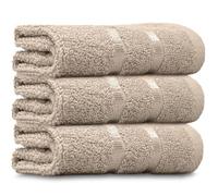 Towelogy® Luxury Egyptian Cotton Face Cloth Flannel Fingertip Towels Set 500 GSM Supersoft and Highly Absorbent Washcloths 30x30 cm (Pack 3, Natural Beige)